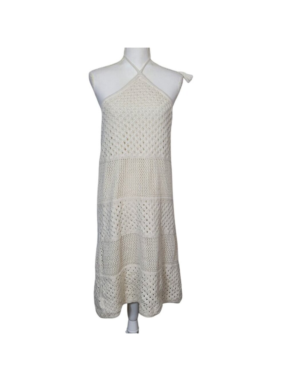 Old Navy Cream Bohemian Knit Dress Fully Lined XL Cotton Cottagecore NWT